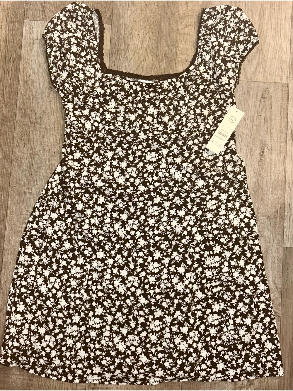 No Boundaries Brown and White Floral Mini Dress